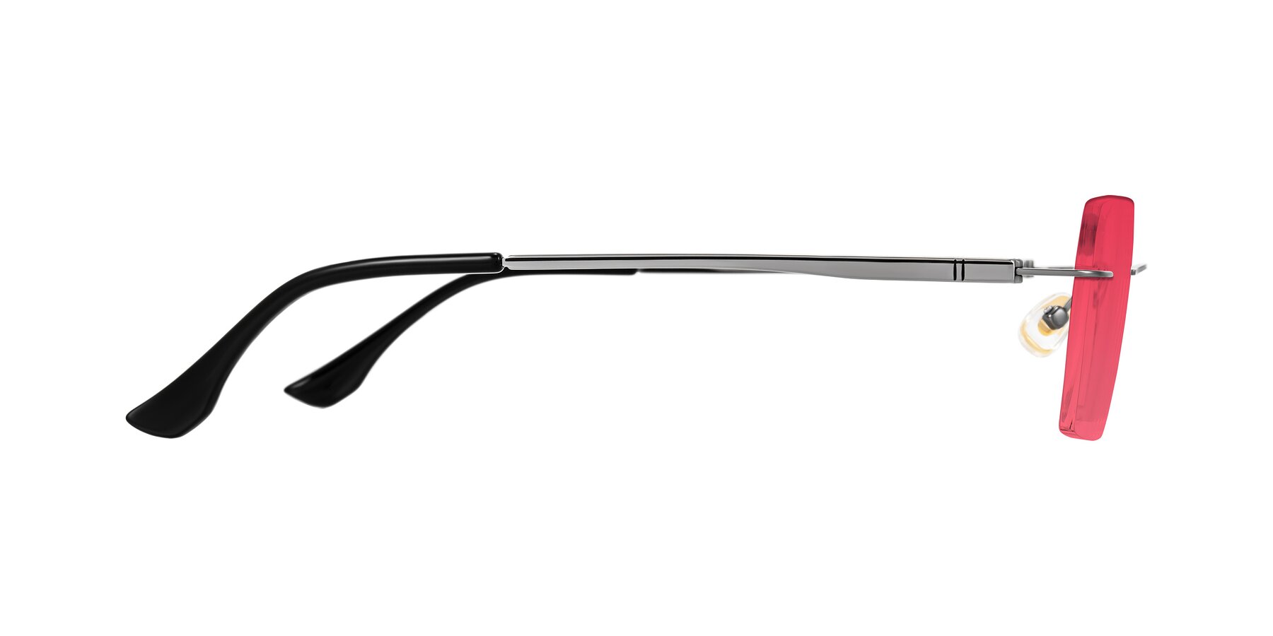 Side of Tranquil in Gunmetal with Red Tinted Lenses