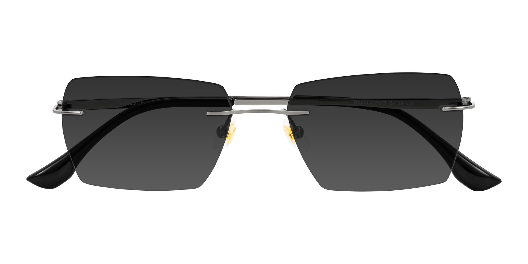 Folded Front of Tranquil in Gunmetal with Gray Tinted Lenses