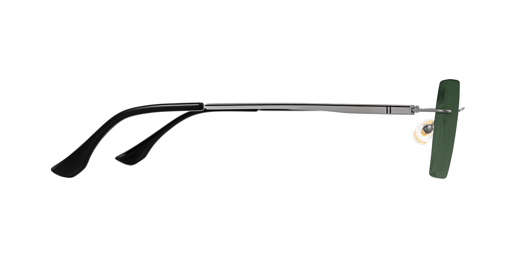 Side of Tranquil in Gunmetal with Green Tinted Lenses