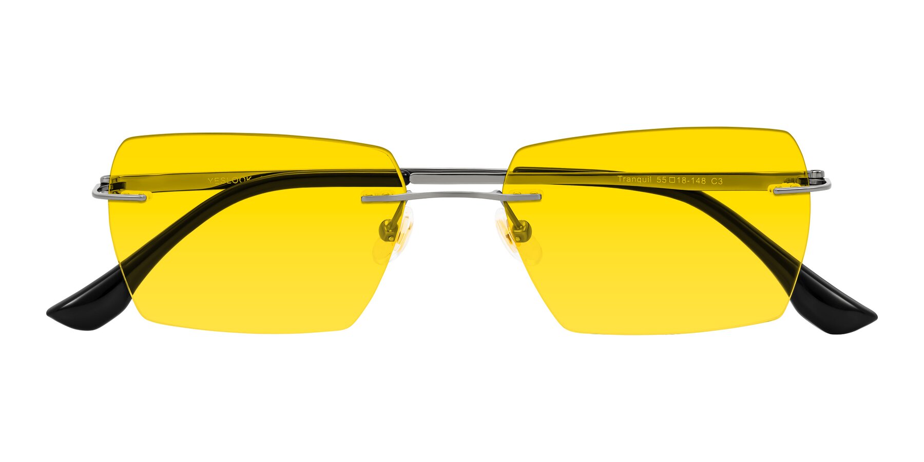 Folded Front of Tranquil in Gunmetal with Yellow Tinted Lenses