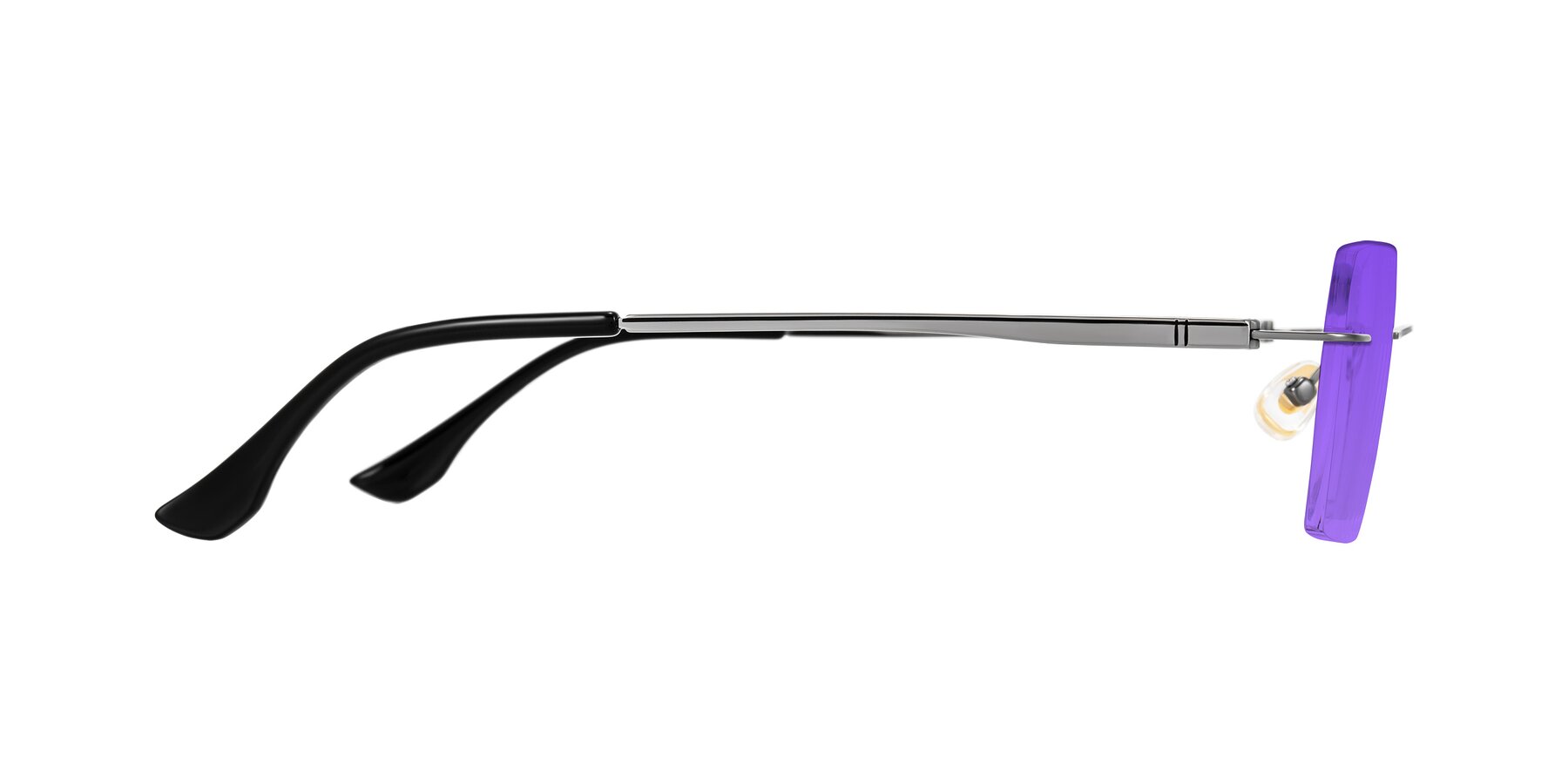 Side of Tranquil in Gunmetal with Purple Tinted Lenses