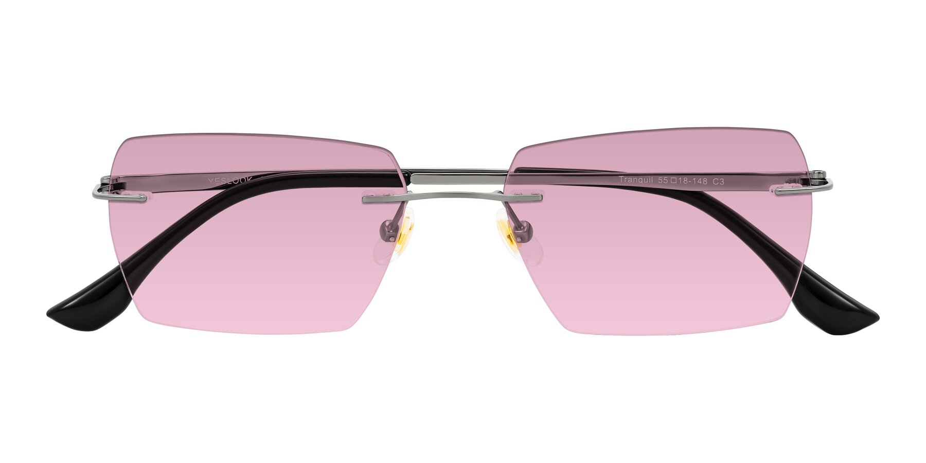 Folded Front of Tranquil in Gunmetal with Light Wine Tinted Lenses