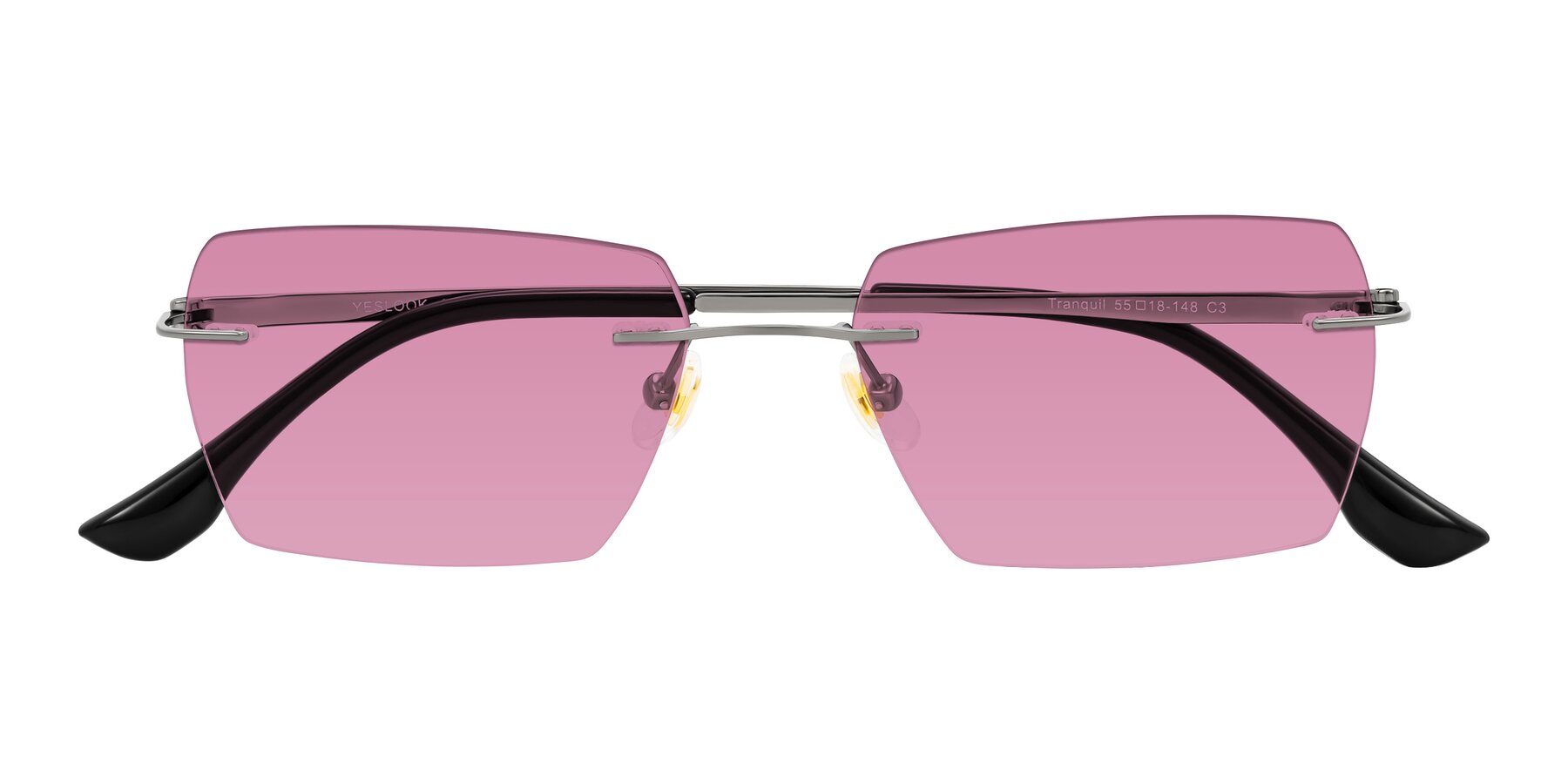 Folded Front of Tranquil in Gunmetal with Medium Wine Tinted Lenses