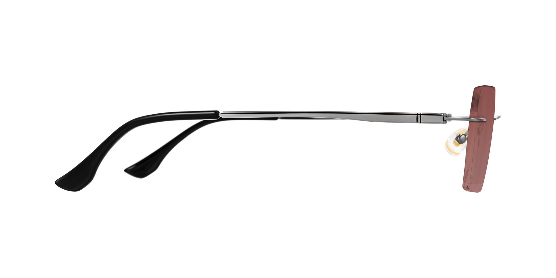 Side of Tranquil in Gunmetal with Garnet Tinted Lenses