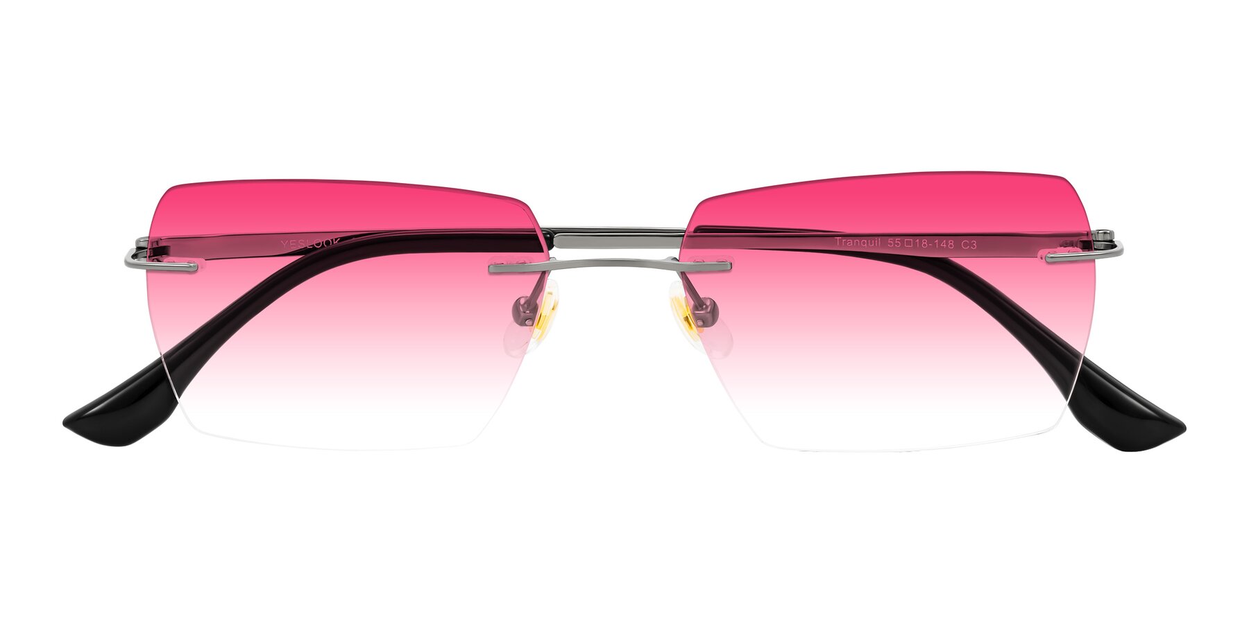 Folded Front of Tranquil in Gunmetal with Pink Gradient Lenses