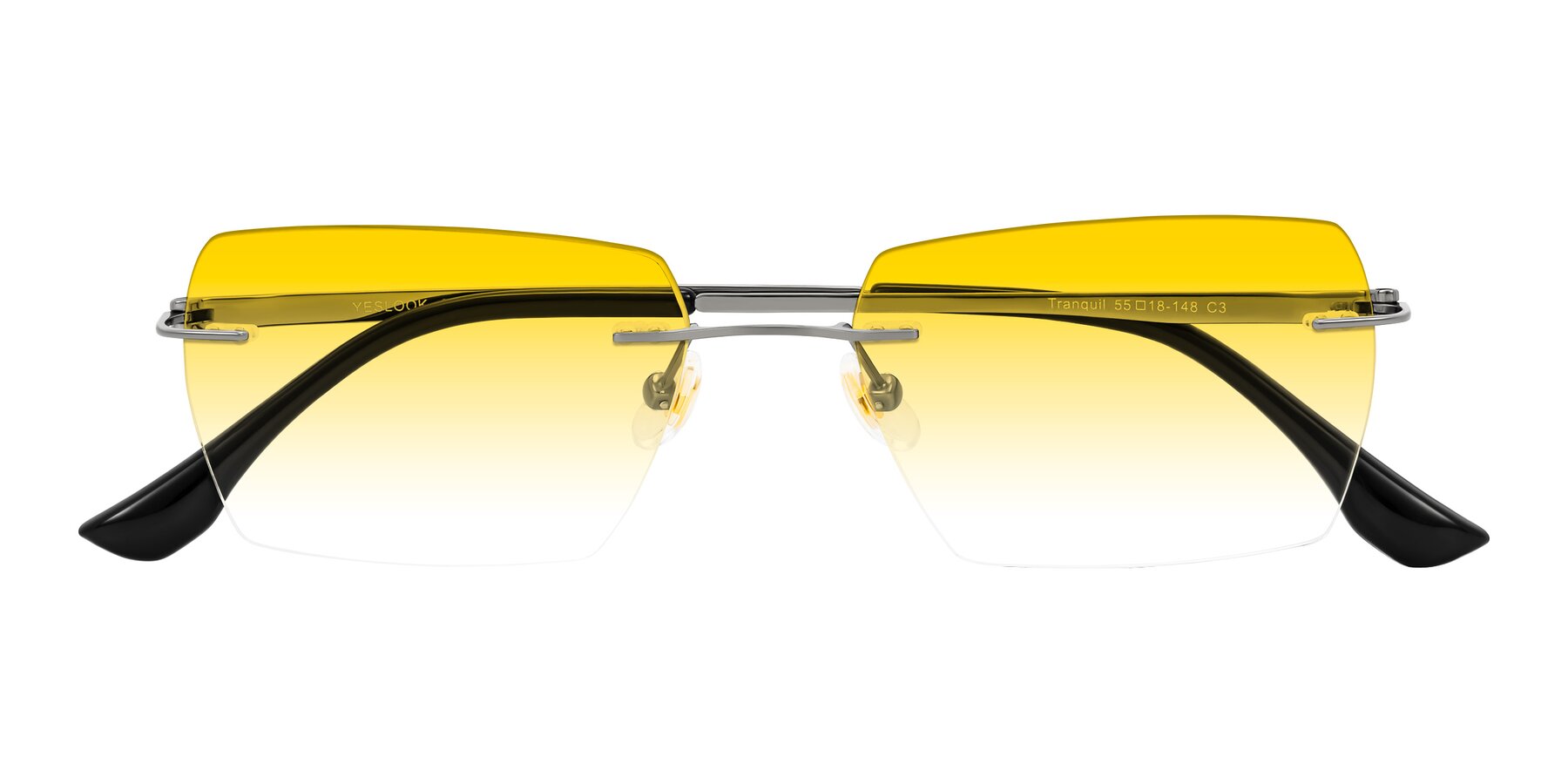 Folded Front of Tranquil in Gunmetal with Yellow Gradient Lenses