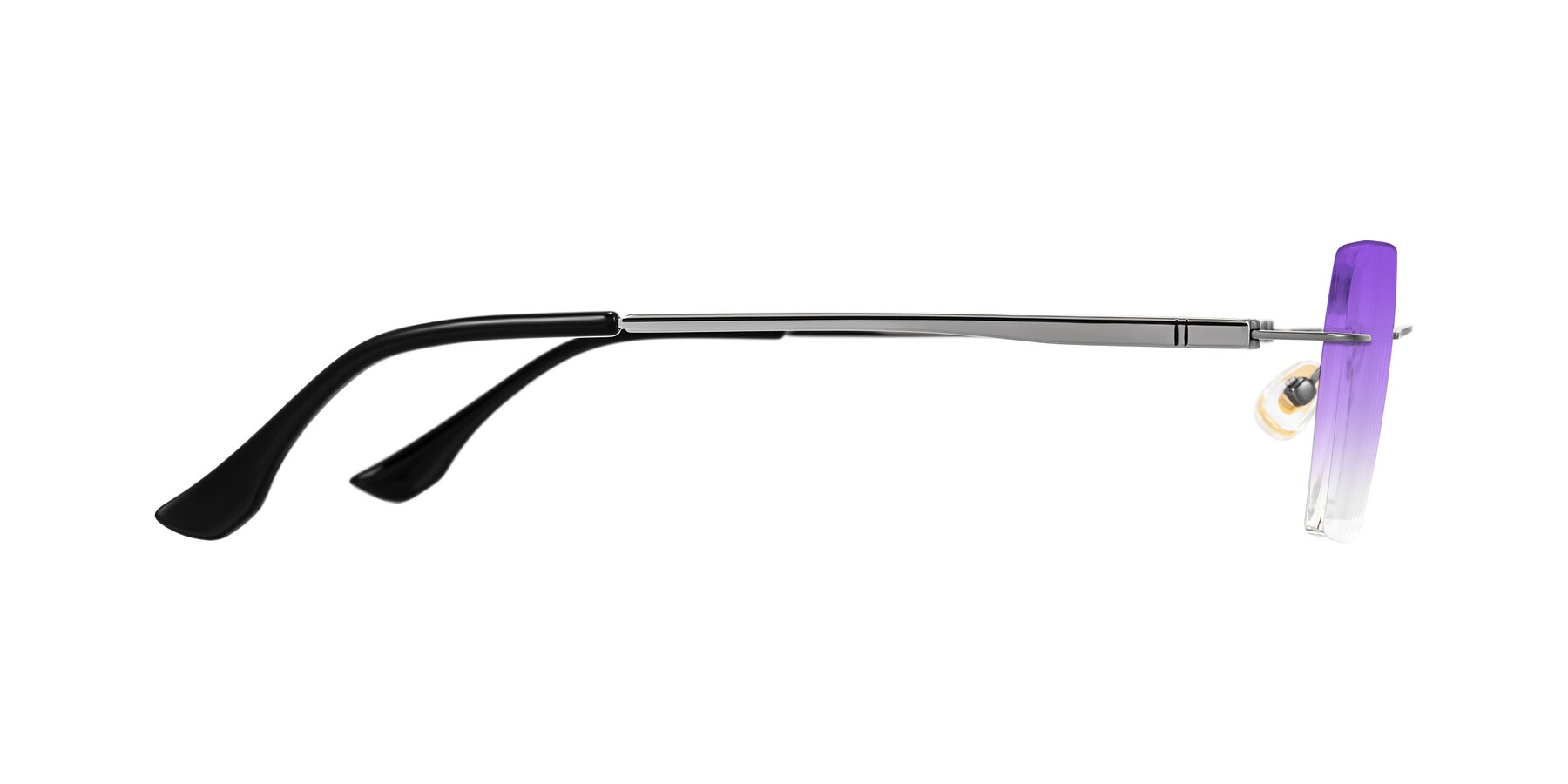 Side of Tranquil in Gunmetal with Purple Gradient Lenses
