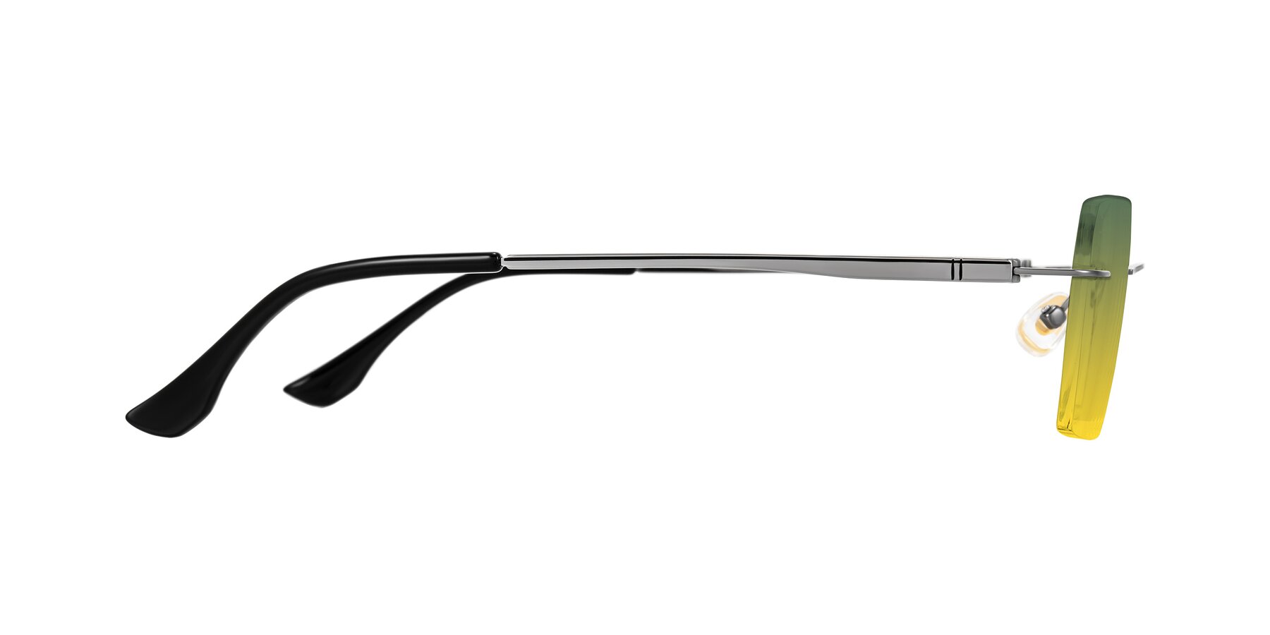 Side of Tranquil in Gunmetal with Green / Yellow Gradient Lenses