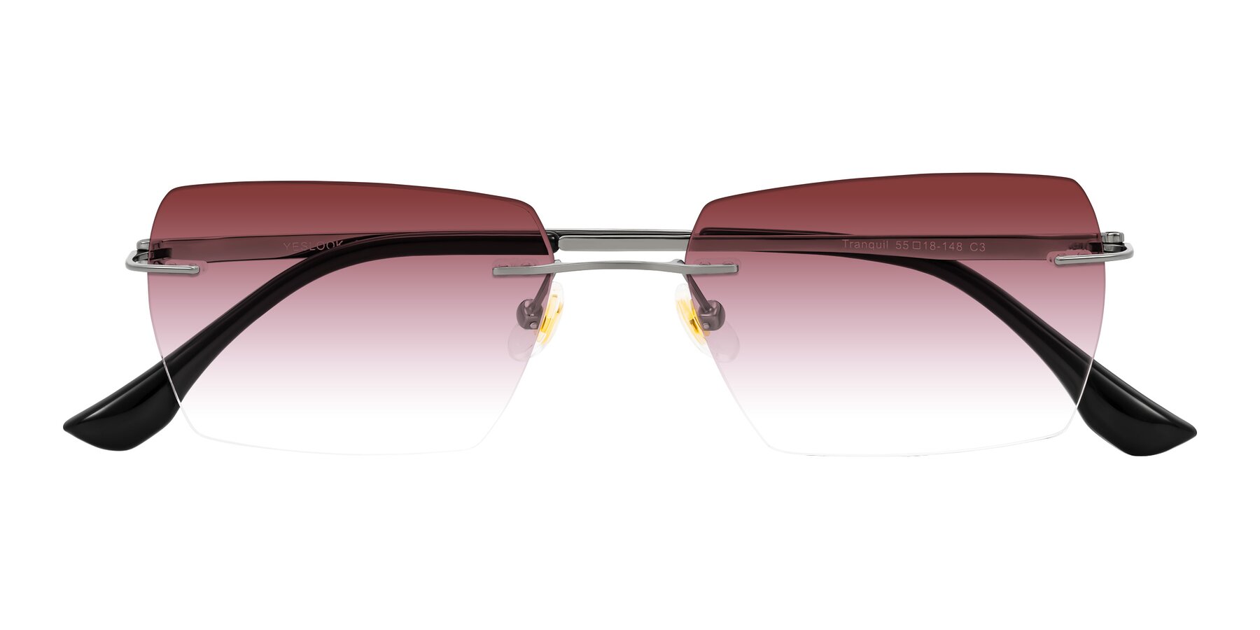 Folded Front of Tranquil in Gunmetal with Garnet Gradient Lenses