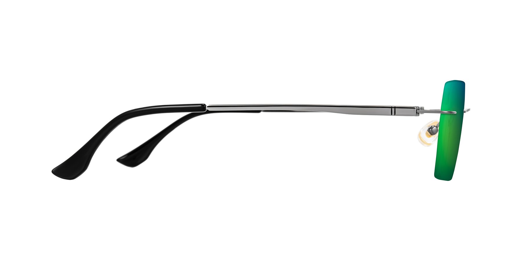 Side of Tranquil in Gunmetal with Green Mirrored Lenses