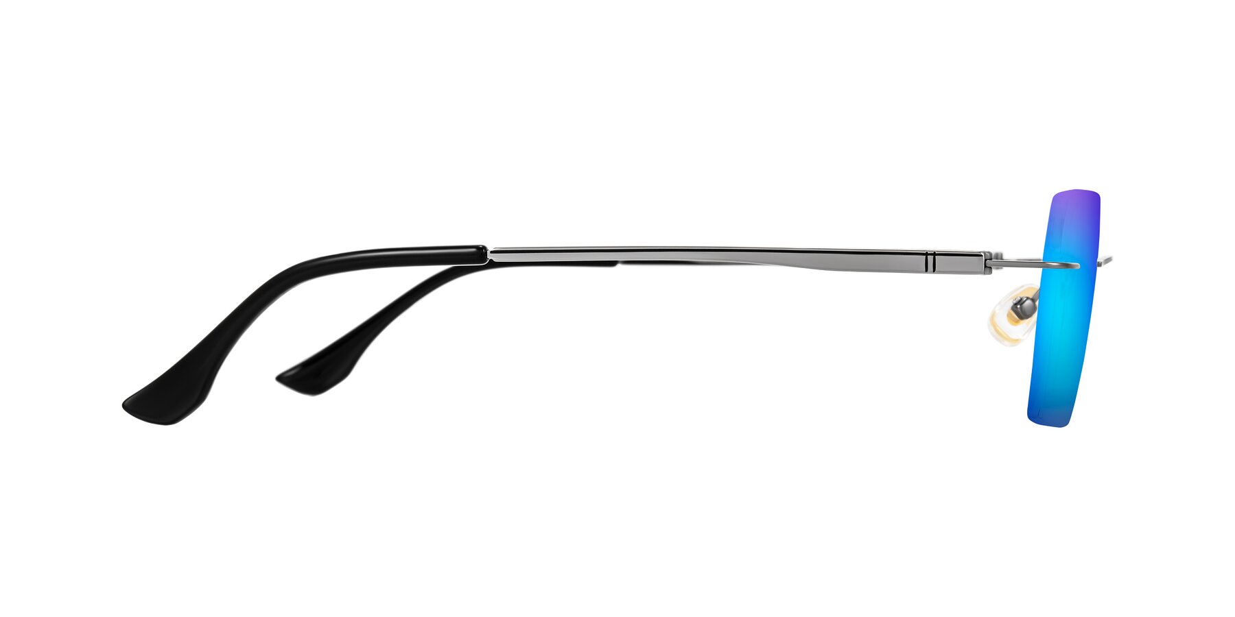 Side of Tranquil in Gunmetal with Blue Mirrored Lenses