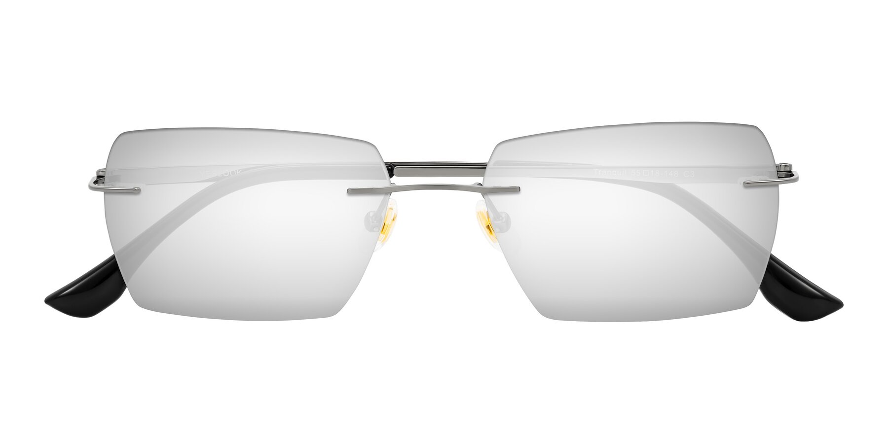 Folded Front of Tranquil in Gunmetal with Silver Mirrored Lenses