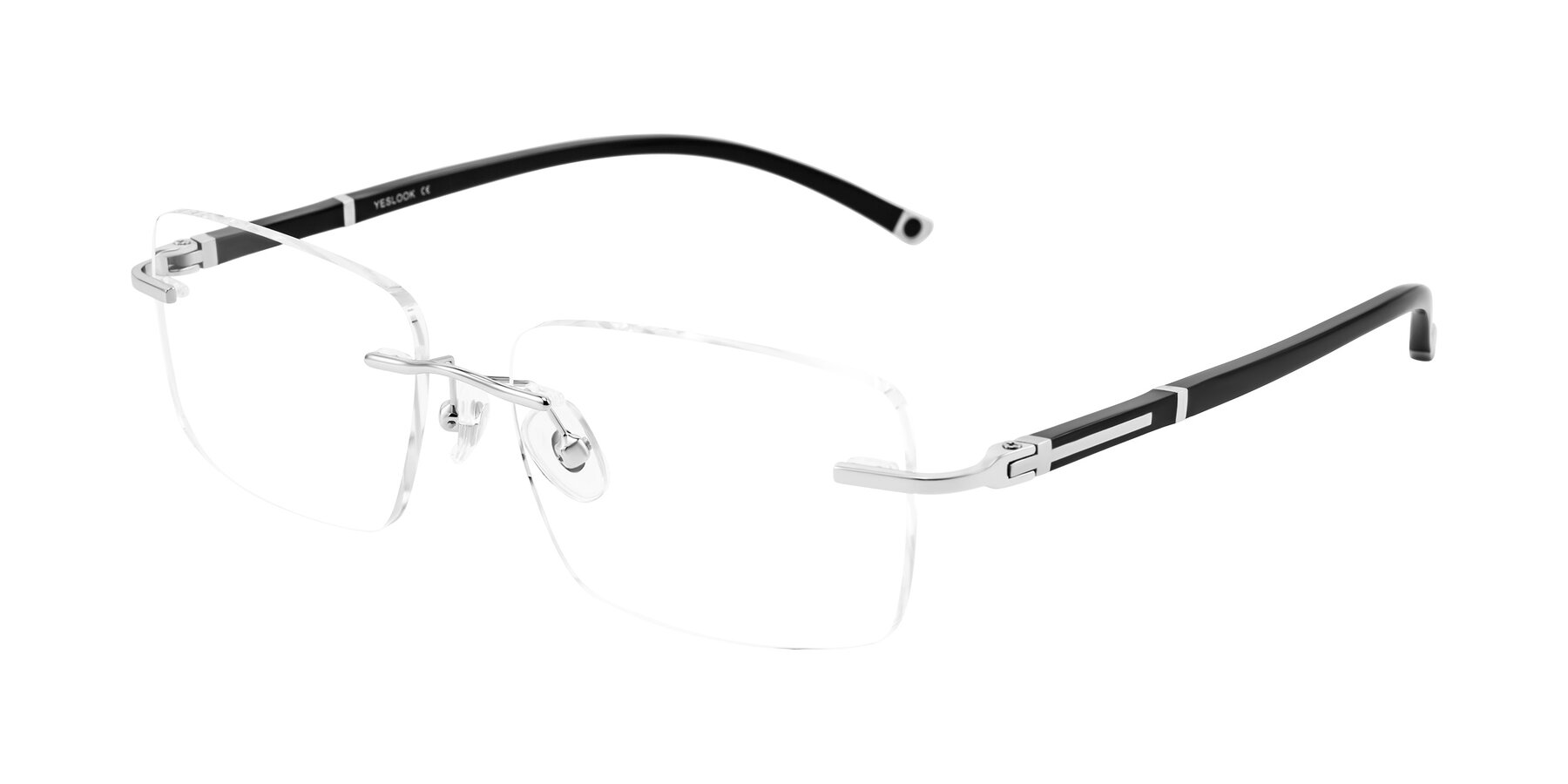 Angle of Mist in Sliver/Black with Clear Reading Eyeglass Lenses