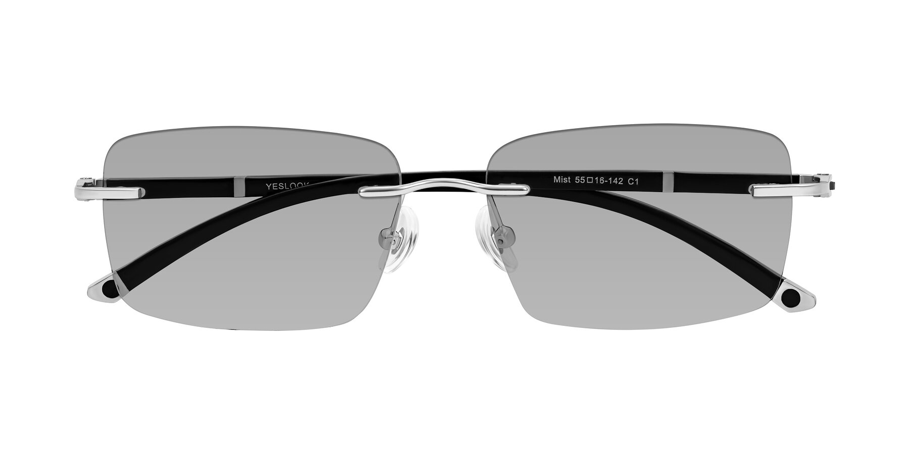 Folded Front of Mist in Sliver/Black with Light Gray Tinted Lenses
