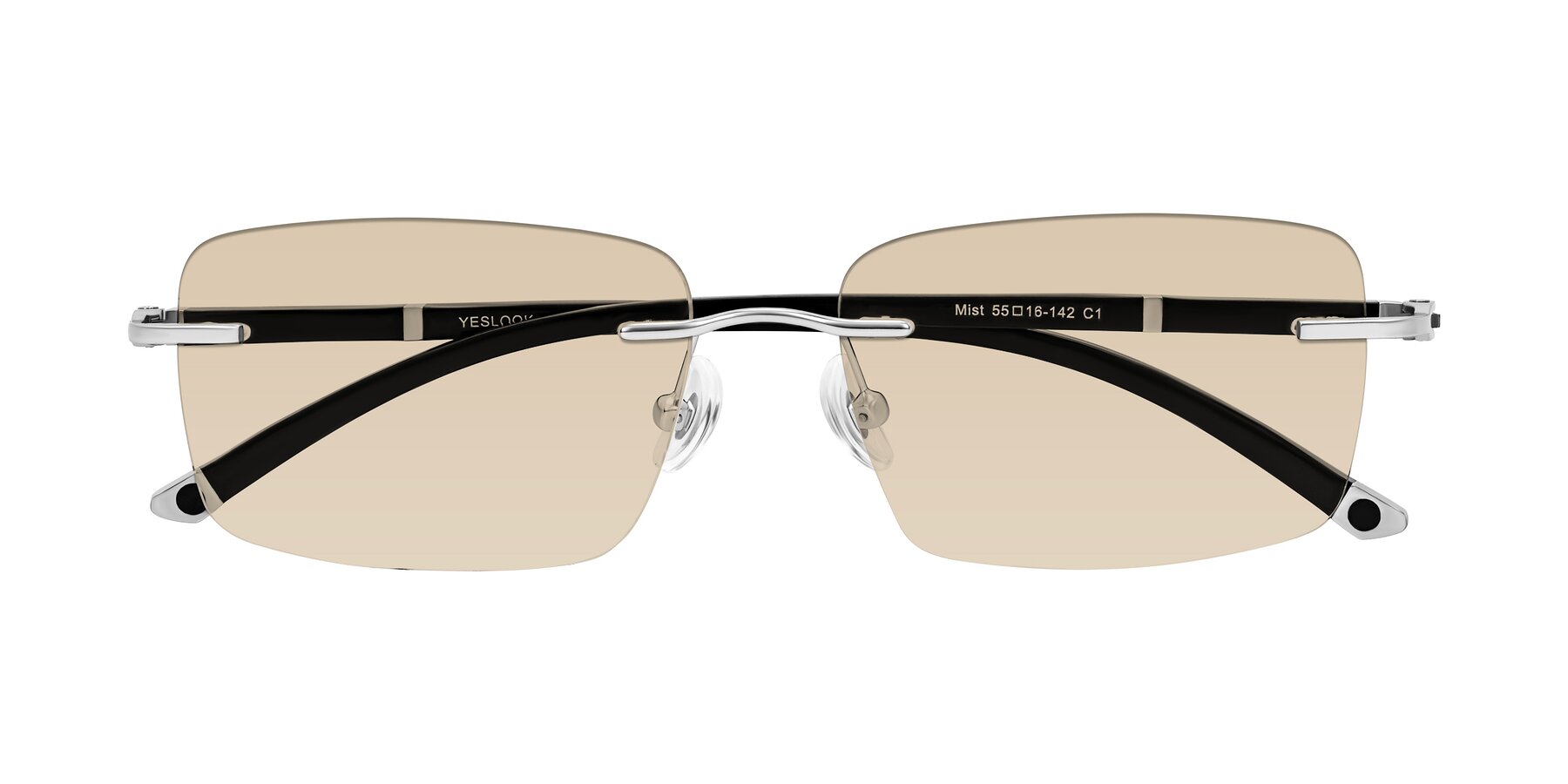 Folded Front of Mist in Sliver/Black with Light Brown Tinted Lenses