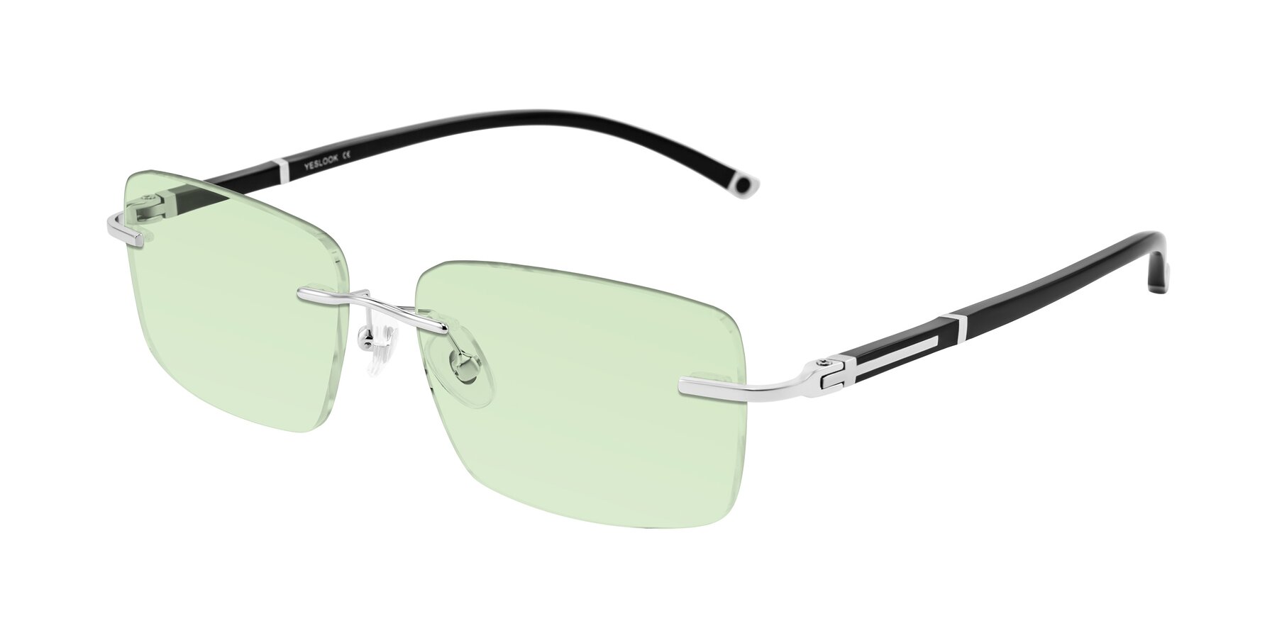 Angle of Mist in Sliver/Black with Light Green Tinted Lenses