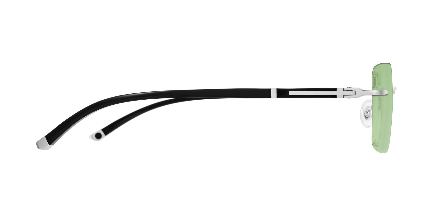 Side of Mist in Sliver/Black with Medium Green Tinted Lenses