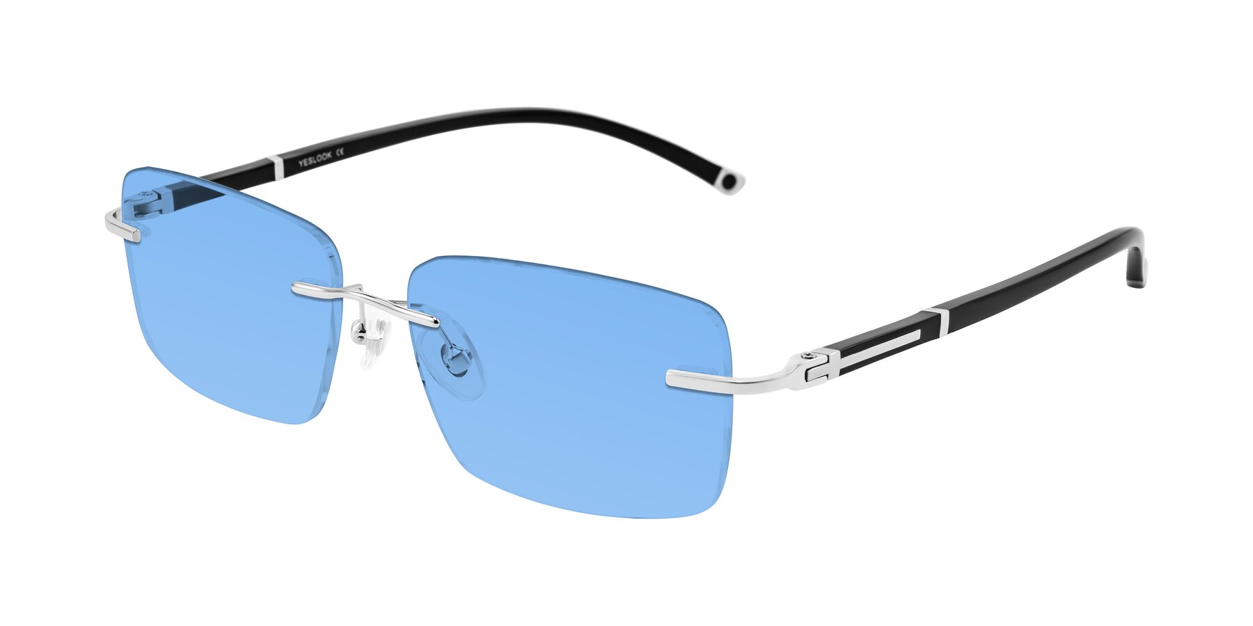 Angle of Mist in Sliver/Black with Medium Blue Tinted Lenses