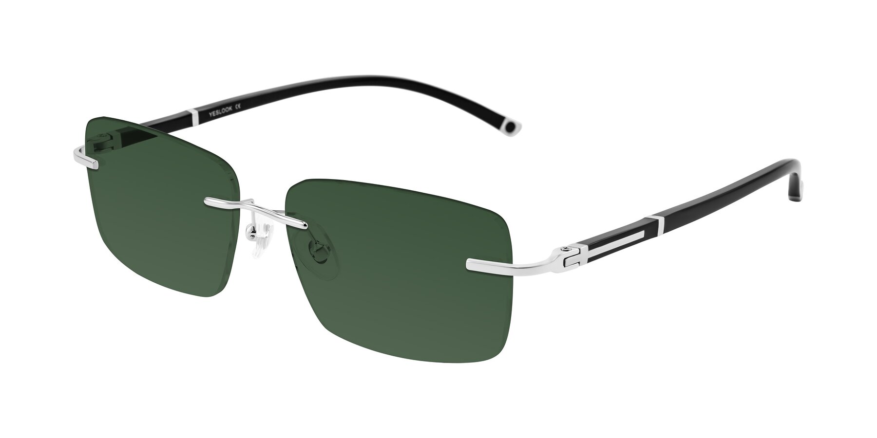 Angle of Mist in Sliver/Black with Green Tinted Lenses