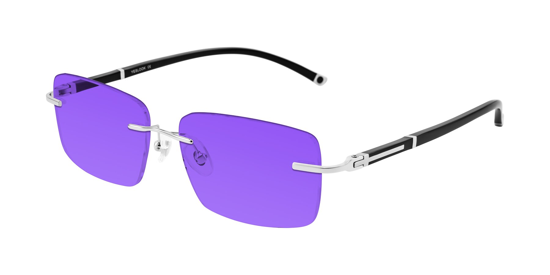 Angle of Mist in Sliver/Black with Purple Tinted Lenses