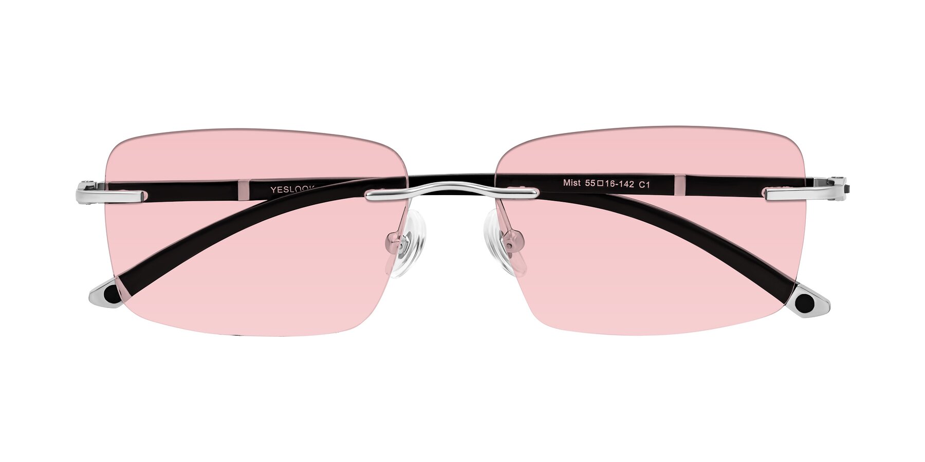 Folded Front of Mist in Sliver/Black with Light Garnet Tinted Lenses