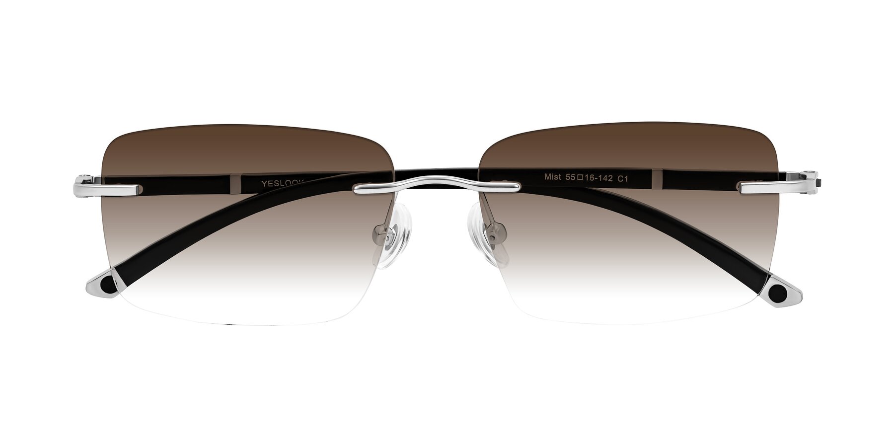 Folded Front of Mist in Sliver/Black with Brown Gradient Lenses