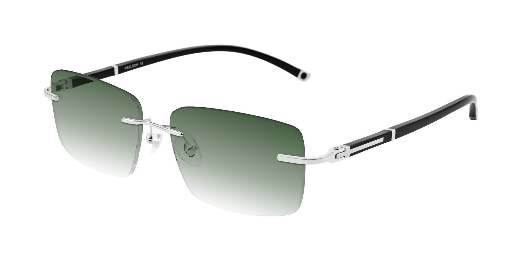 Angle of Mist in Sliver/Black with Green Gradient Lenses
