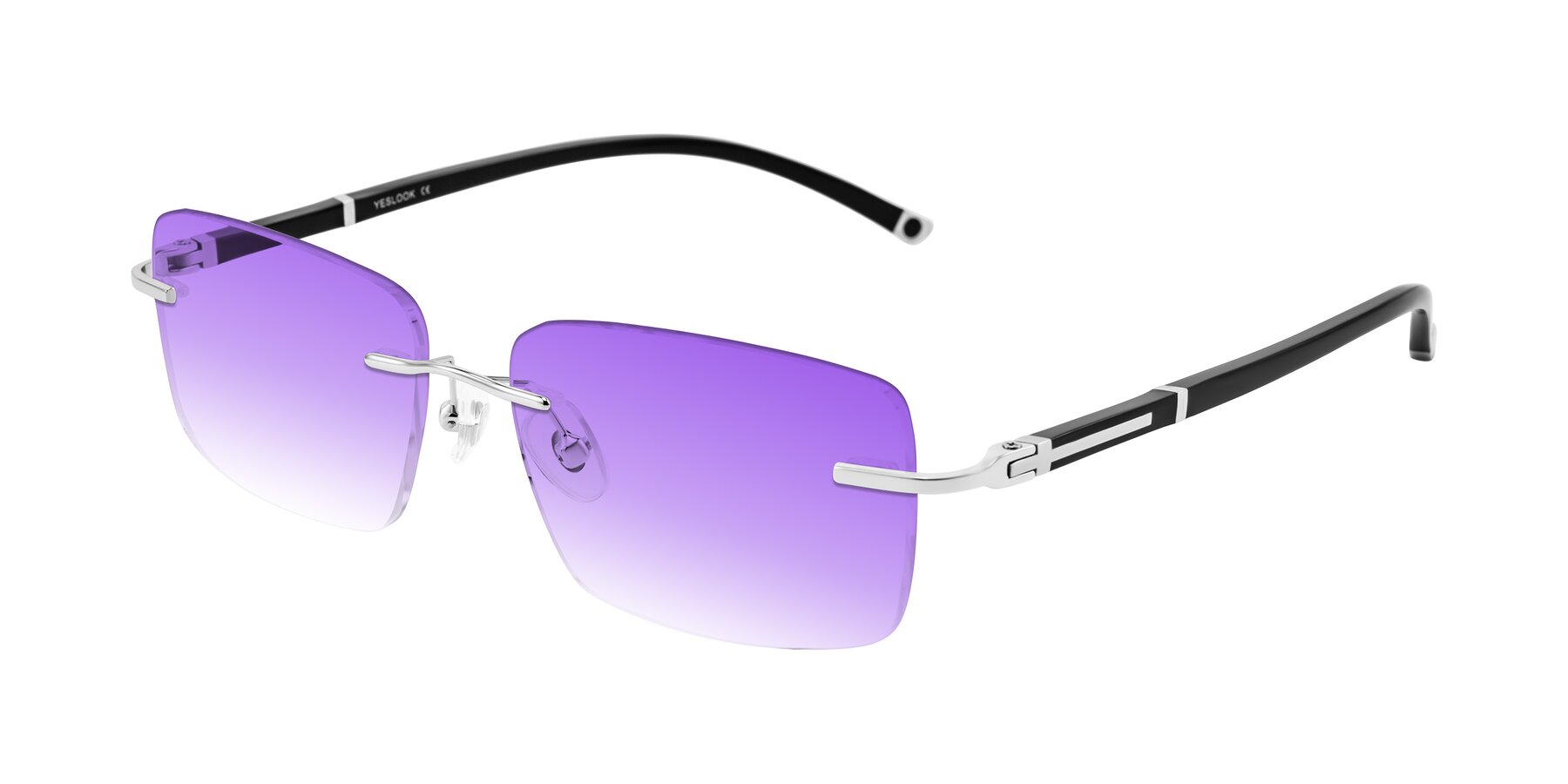 Angle of Mist in Sliver/Black with Purple Gradient Lenses
