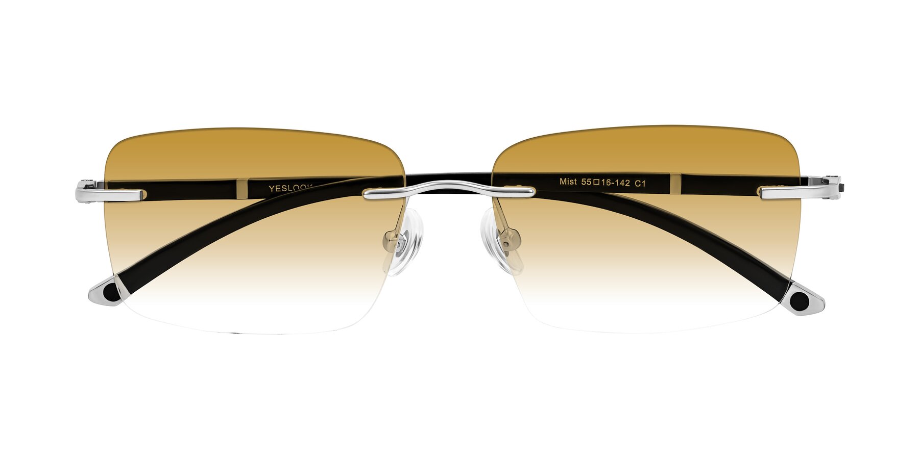 Folded Front of Mist in Sliver/Black with Champagne Gradient Lenses