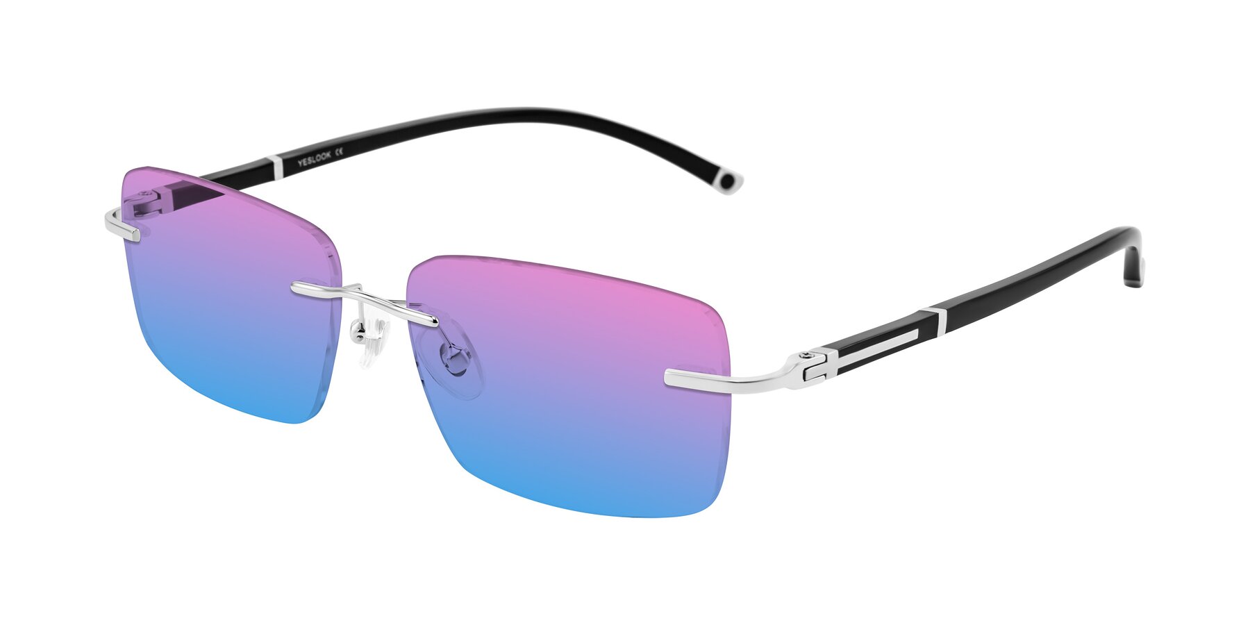 Angle of Mist in Sliver/Black with Pink / Blue Gradient Lenses