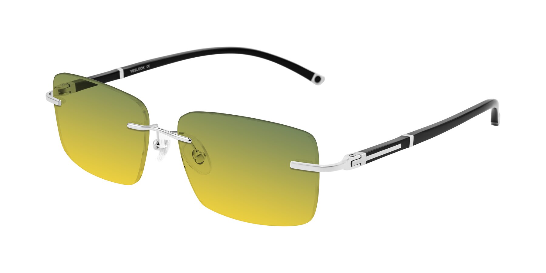 Angle of Mist in Sliver/Black with Green / Yellow Gradient Lenses