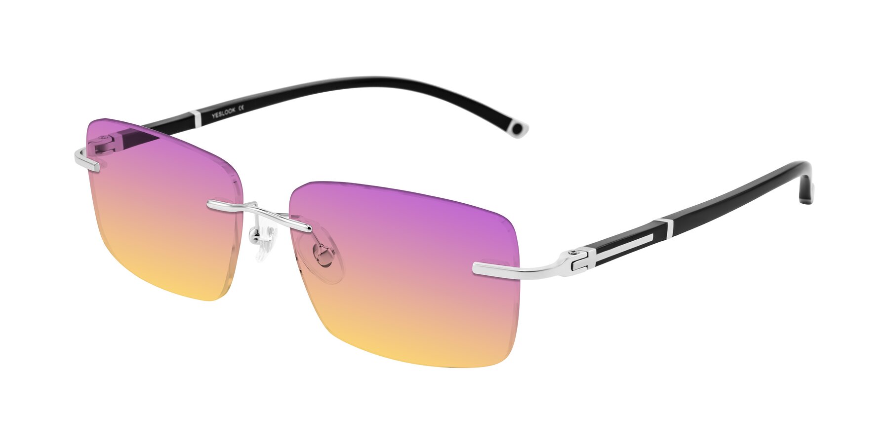 Angle of Mist in Sliver/Black with Purple / Yellow Gradient Lenses