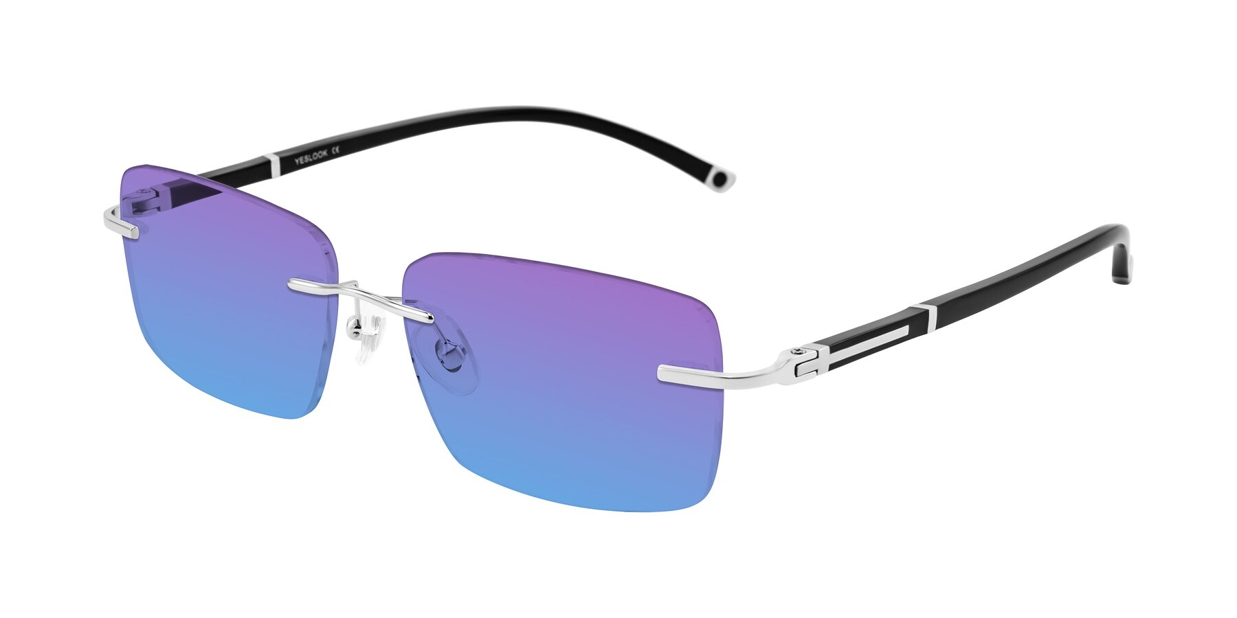 Angle of Mist in Sliver/Black with Purple / Blue Gradient Lenses