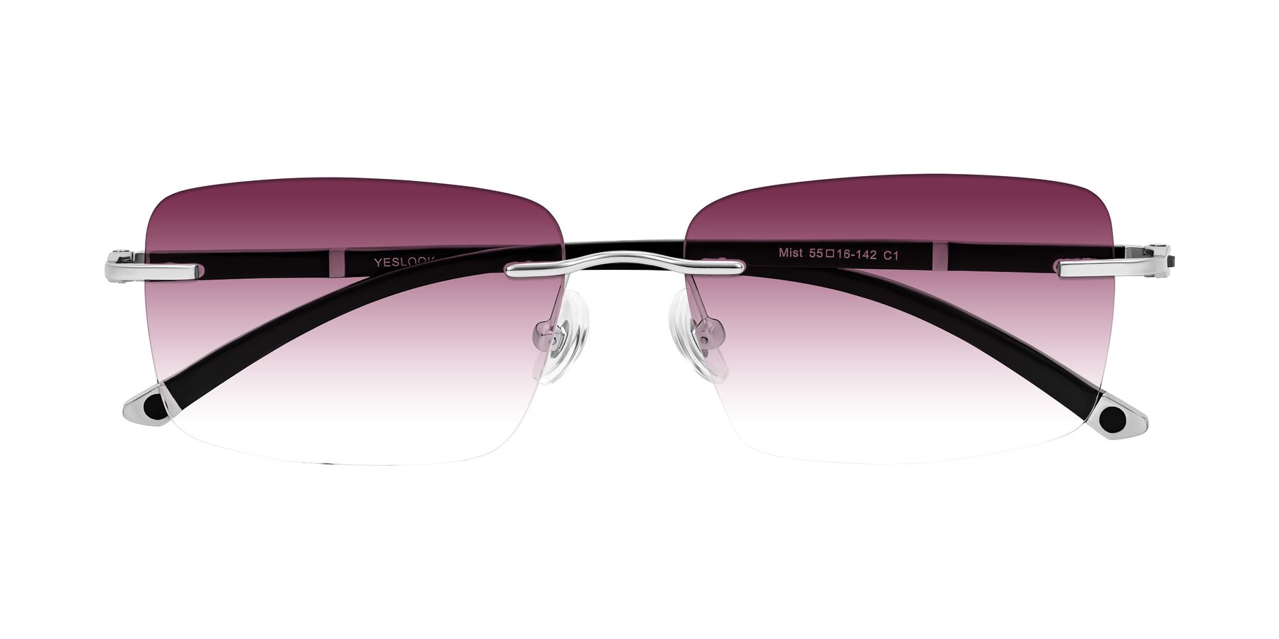 Folded Front of Mist in Sliver/Black with Wine Gradient Lenses
