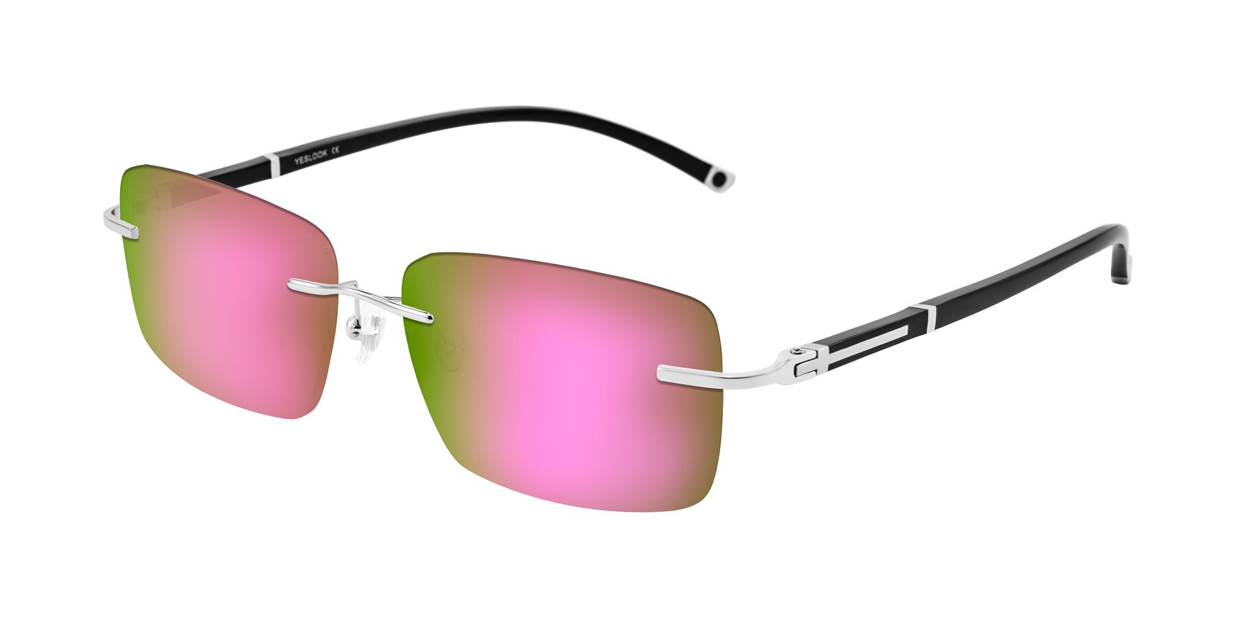 Angle of Mist in Sliver/Black with Pink Mirrored Lenses