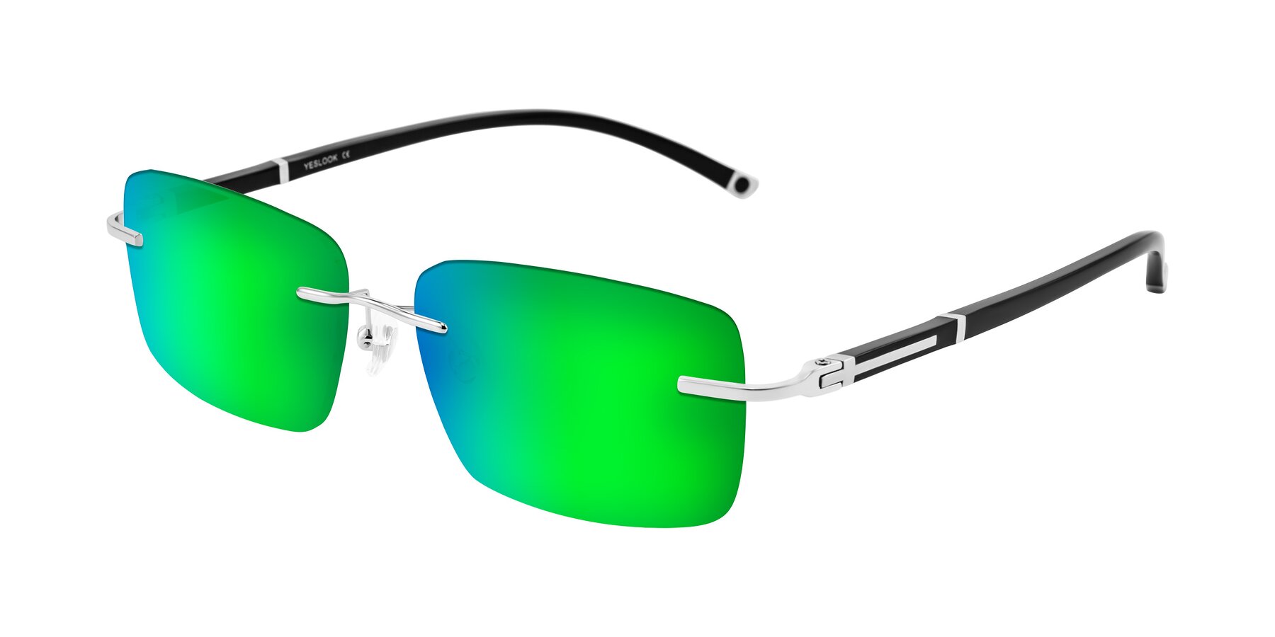 Angle of Mist in Sliver/Black with Green Mirrored Lenses