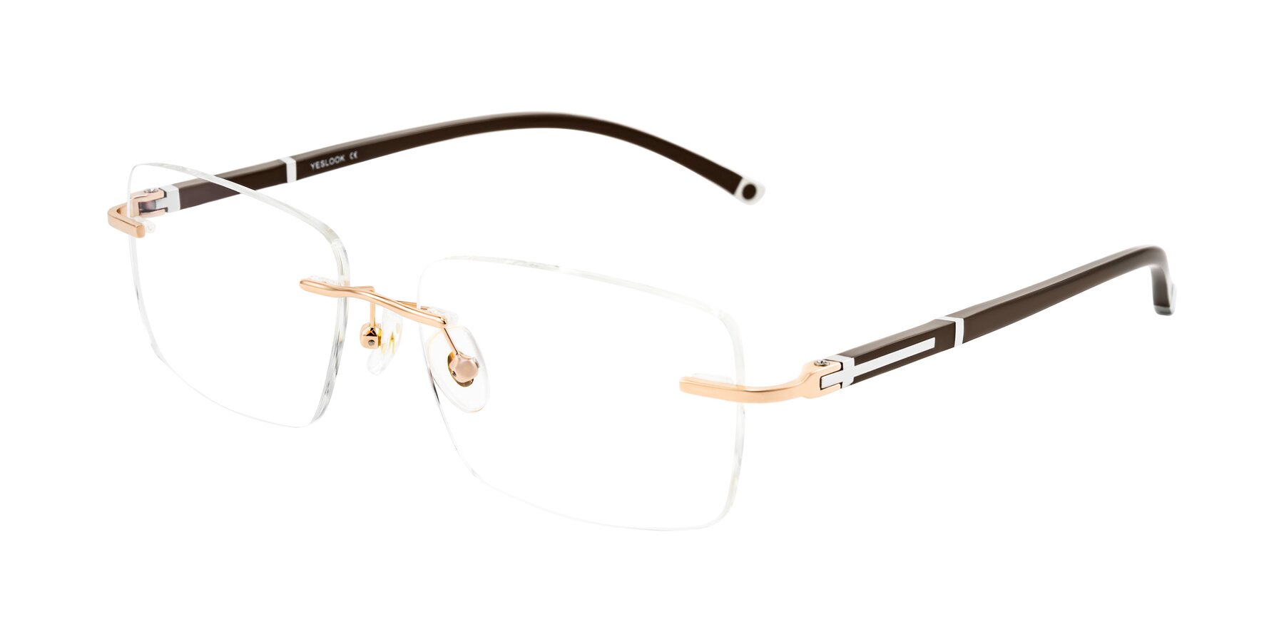 Angle of Mist in Rose Gold/Brown with Clear Eyeglass Lenses