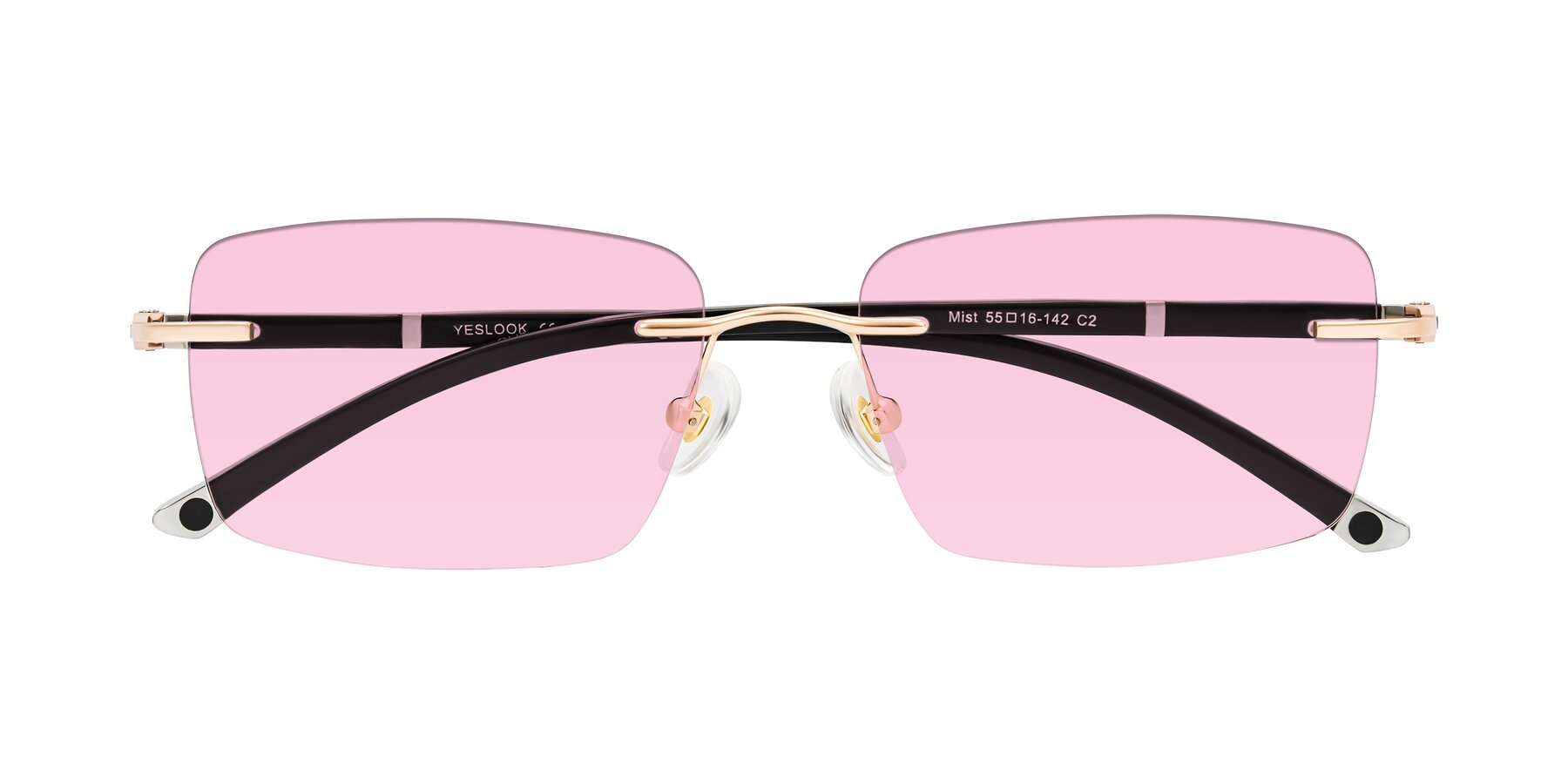 Folded Front of Mist in Rose Gold/Brown with Light Pink Tinted Lenses