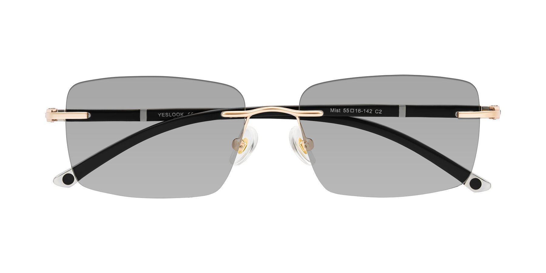 Folded Front of Mist in Rose Gold/Brown with Light Gray Tinted Lenses