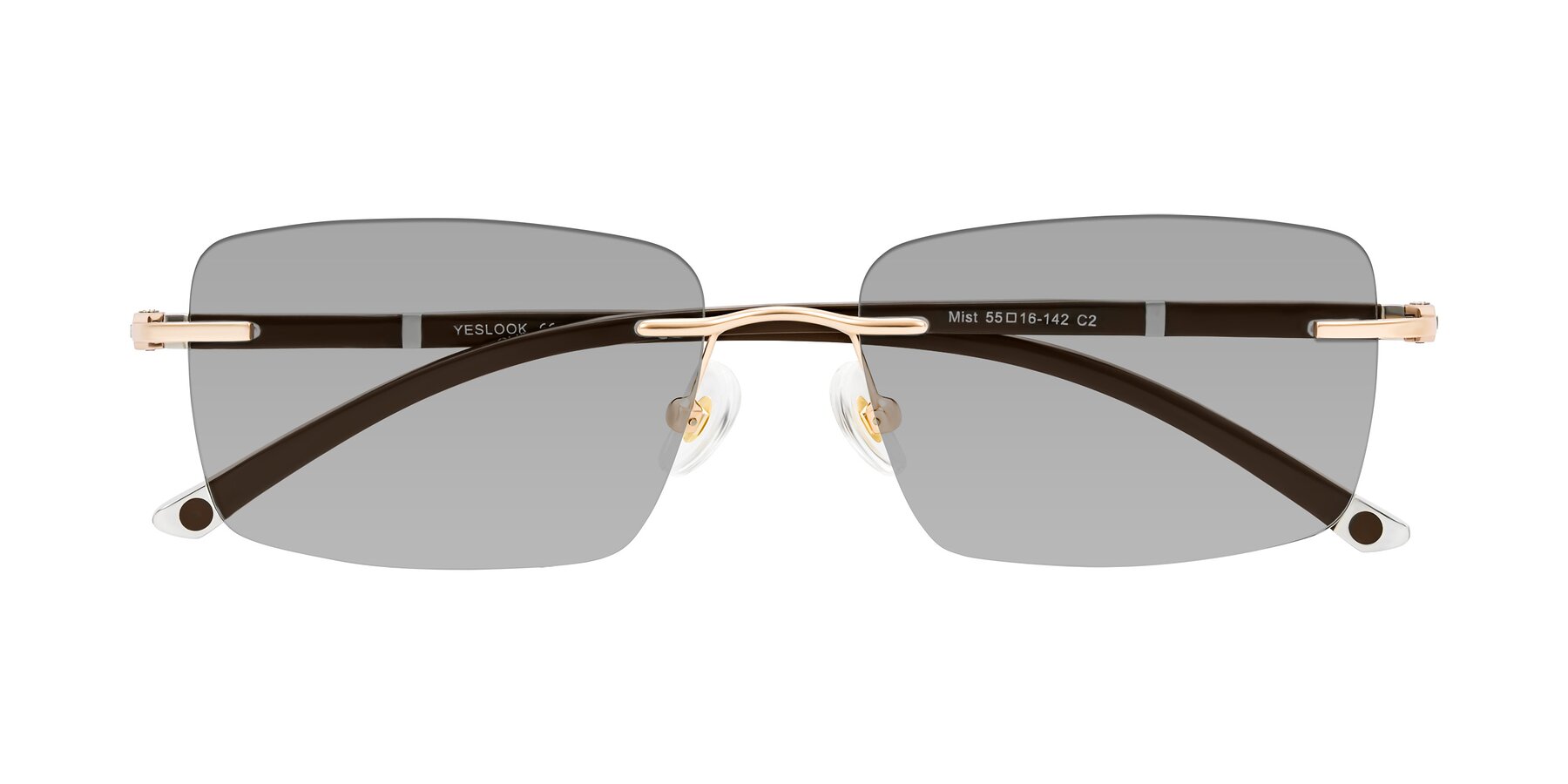 Folded Front of Mist in Rose Gold/Brown with Light Gray Tinted Lenses