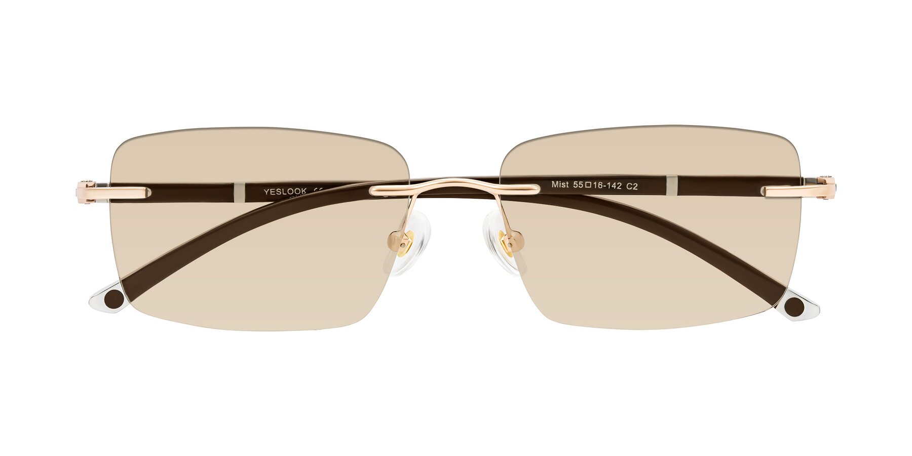 Folded Front of Mist in Rose Gold/Brown with Light Brown Tinted Lenses