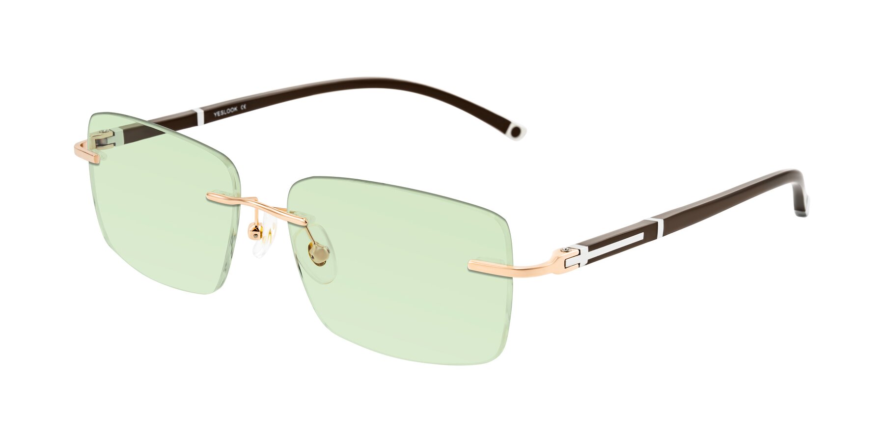 Angle of Mist in Rose Gold/Brown with Light Green Tinted Lenses