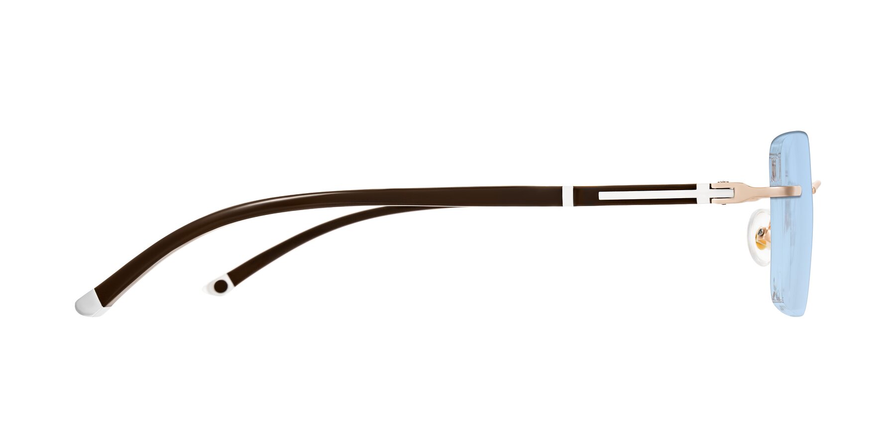 Side of Mist in Rose Gold/Brown with Light Blue Tinted Lenses
