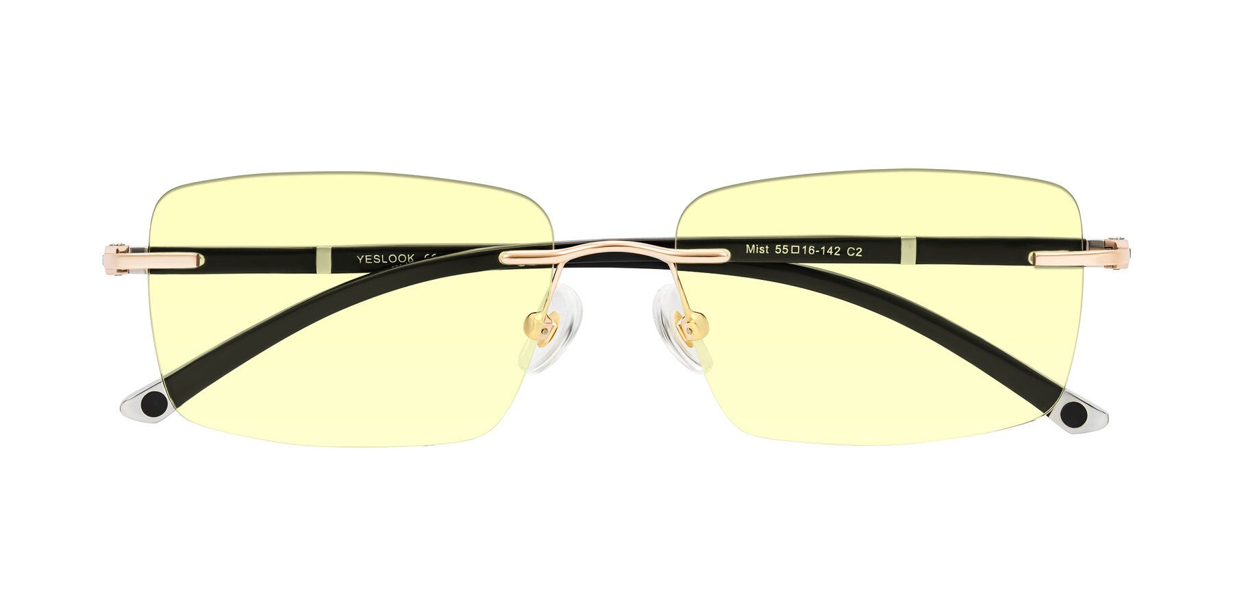 Folded Front of Mist in Rose Gold/Brown with Light Yellow Tinted Lenses