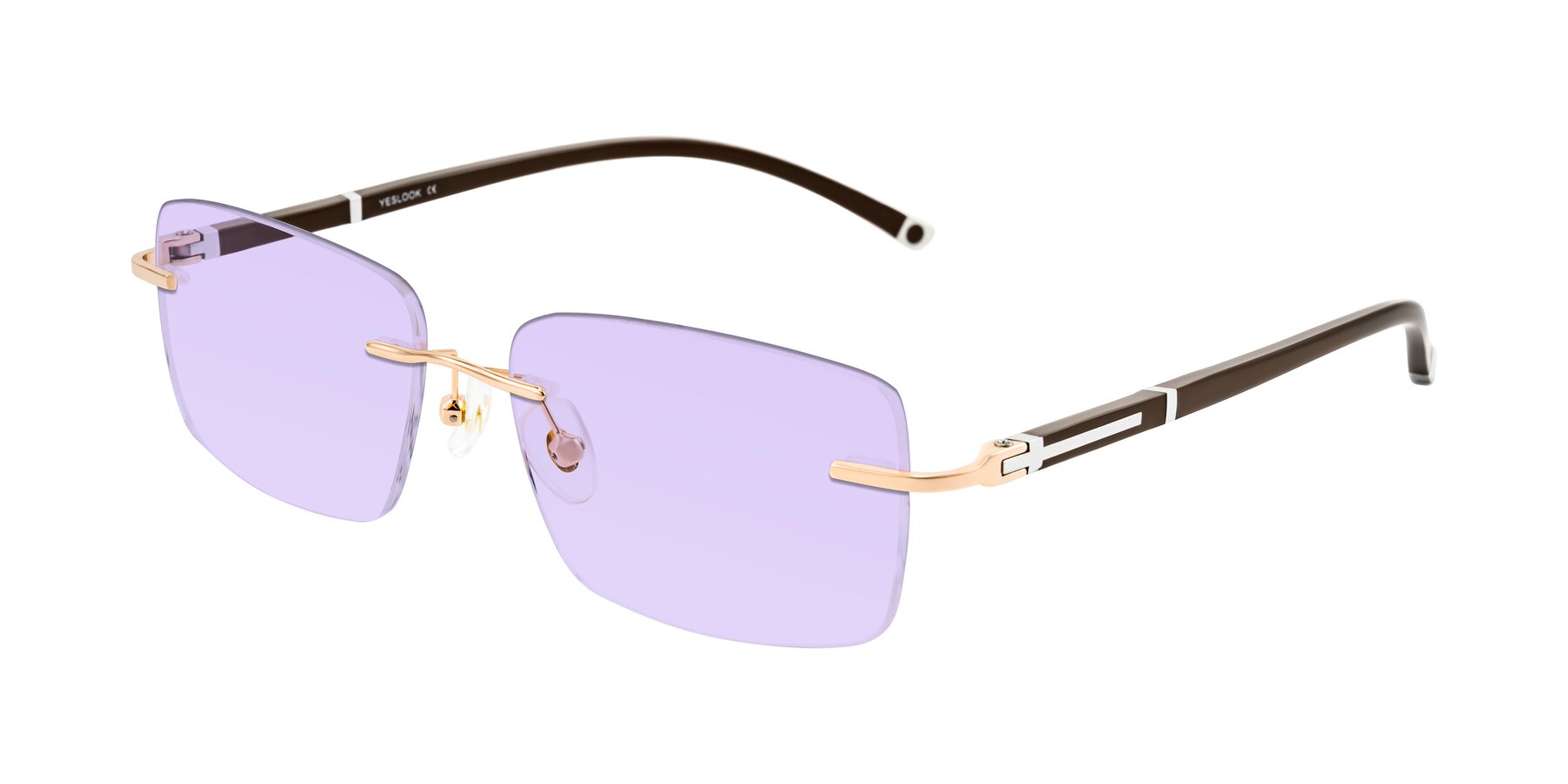 Angle of Mist in Rose Gold/Brown with Light Purple Tinted Lenses
