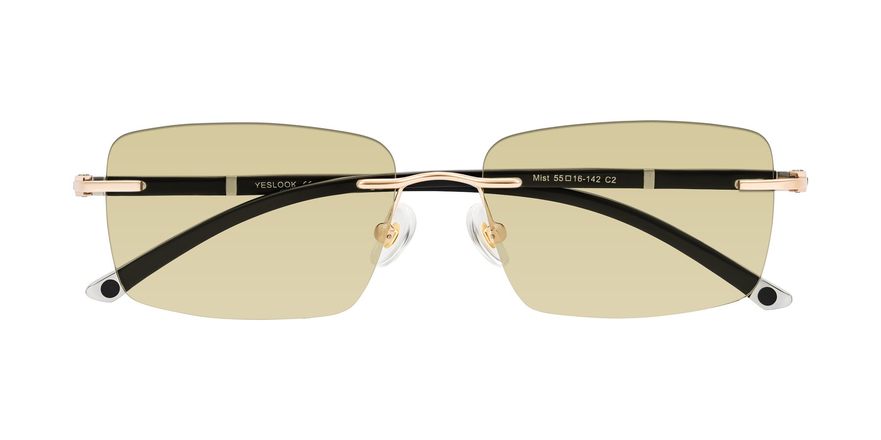 Folded Front of Mist in Rose Gold/Brown with Light Champagne Tinted Lenses