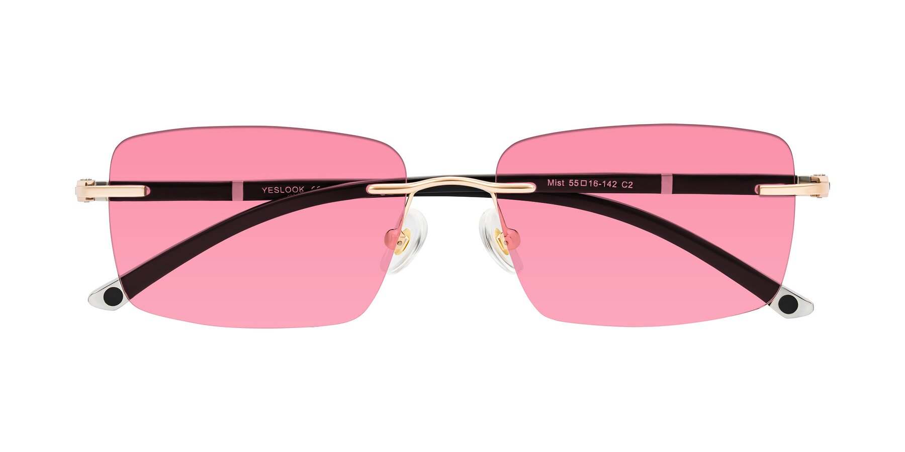 Folded Front of Mist in Rose Gold/Brown with Pink Tinted Lenses