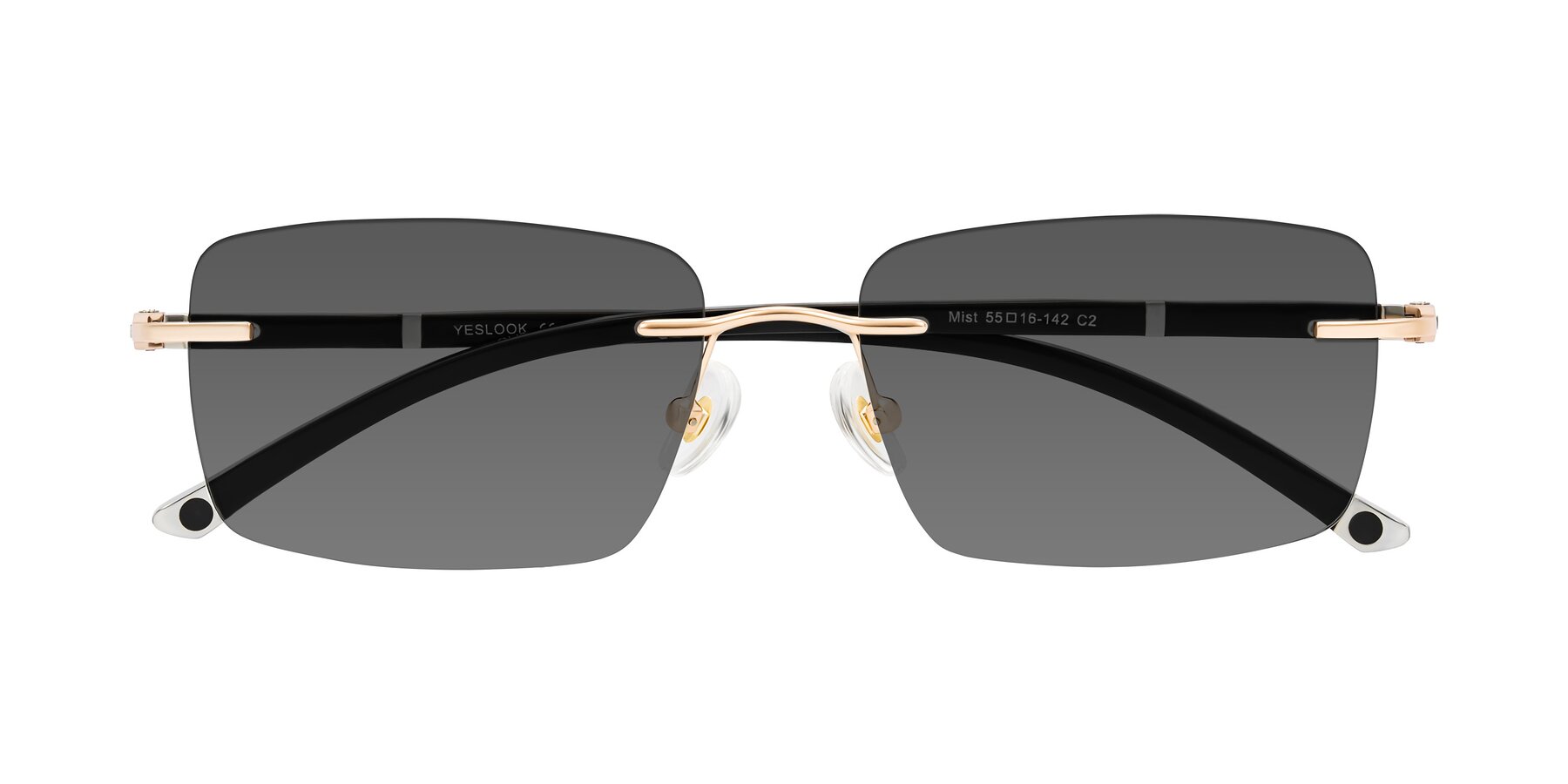 Folded Front of Mist in Rose Gold/Brown with Medium Gray Tinted Lenses