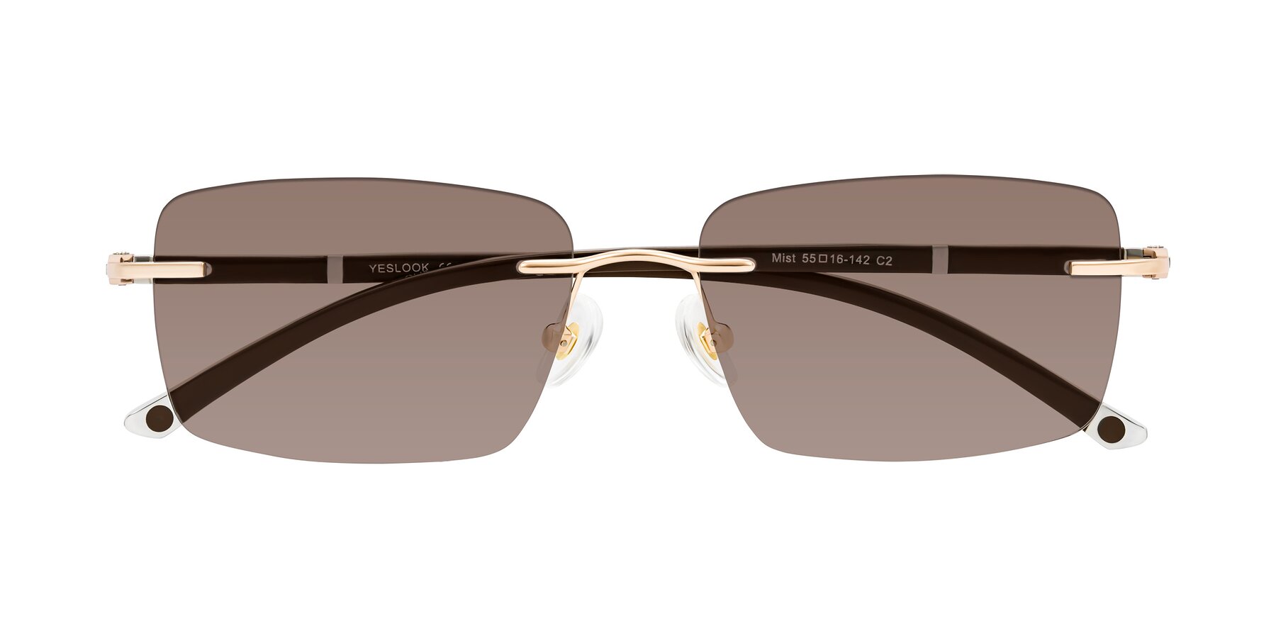 Folded Front of Mist in Rose Gold/Brown with Medium Brown Tinted Lenses