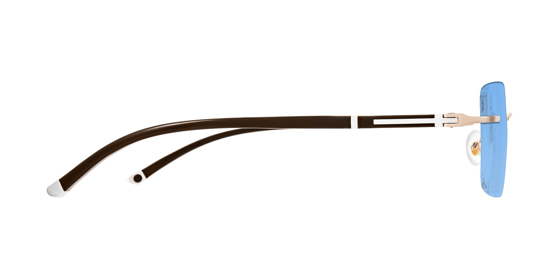 Side of Mist in Rose Gold/Brown with Medium Blue Tinted Lenses